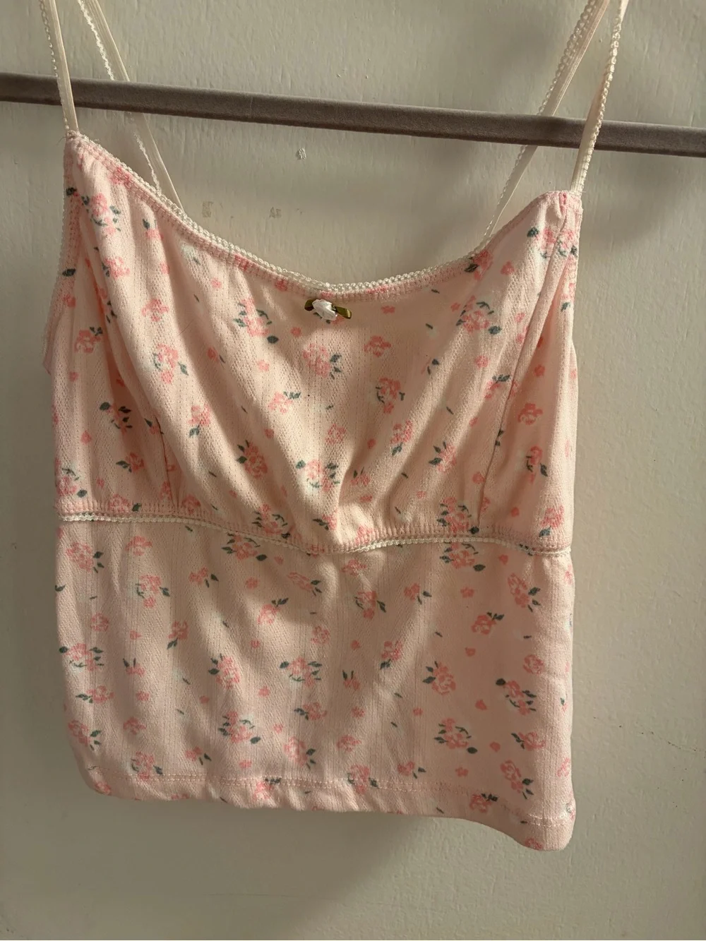 Women's Light Pink Floral Camisole & Pajama Set top size S Bottom size M